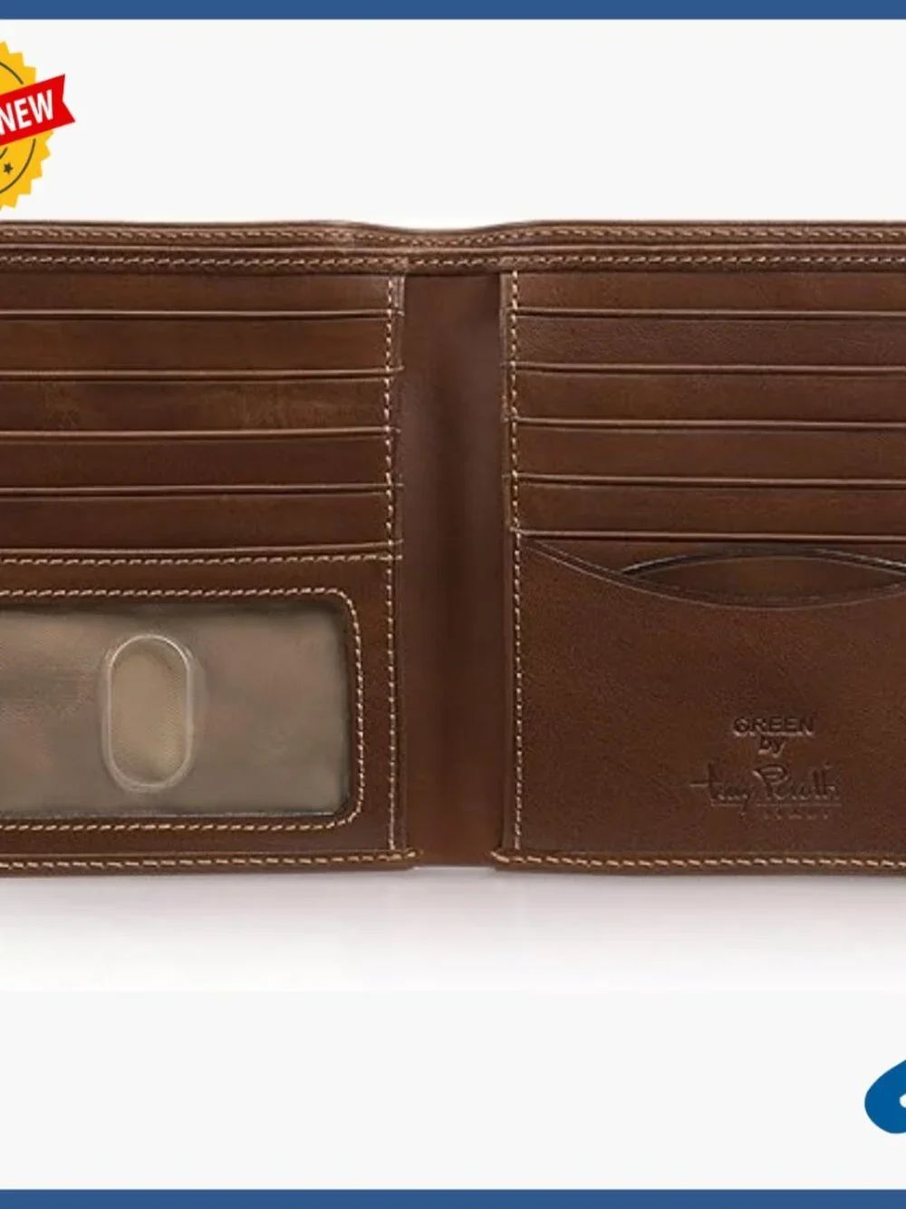 Italian Leather Bifold Wallet with ID Window, 11 Card Slots, Slim Design